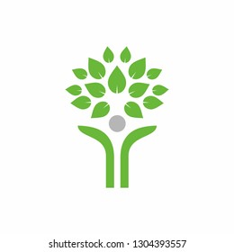 Leaf tree logo design template vector illustration