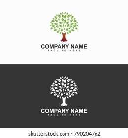 Leaf and tree logo design template