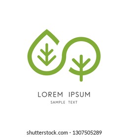 Leaf and tree logo - plant and sprout symbol. Infinity nature and vegetative reproduction, ecology and environment vector icon.