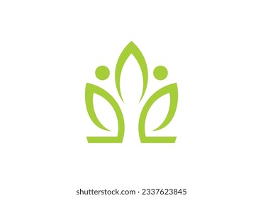 leaf tree people simple modern logo design