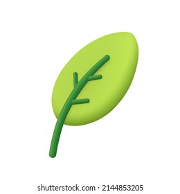 Leaf tree   plant  Ecology  bio   natural products concept  3d vector icon  Cartoon minimal style 