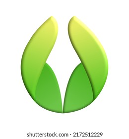 Leaf of tree and plant. Ecology, bio and natural products concept. 3d vector icon. Cartoon minimal style.
