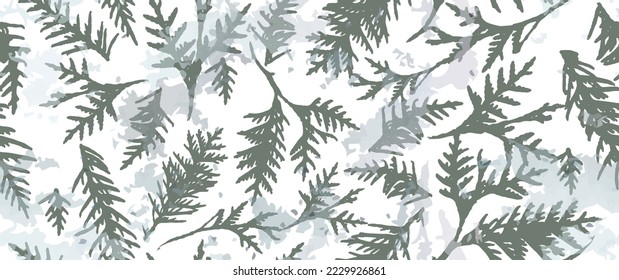 Leaf Tree Seamless Pattern. Leaves Trees, Shrubs Stamp Effect. Neutral, Aesthetic Pattern. Texture Spots Watercolor Overlay. Transparency Wallpaper Rustic Modern Design. Fancy Delicate Fabric Textile.