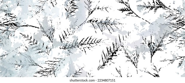 Leaf Tree Seamless Pattern. Leaves Trees, Shrubs Stamp Effect. Neutral, Aesthetic Pattern. Texture Spots Watercolor Overlay. Transparency Wallpaper Rustic Modern Design. Fancy Delicate Fabric Textile.