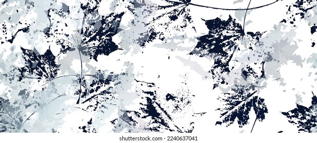 Leaf Tree Seamless Pattern. Leaves Trees, Shrubs Stamp Effect. Neutral, Aesthetic Pattern. Texture Spots Watercolor Overlay. Transparency Wallpaper Rustic Modern Design. Fancy Delicate Fabric Textile.