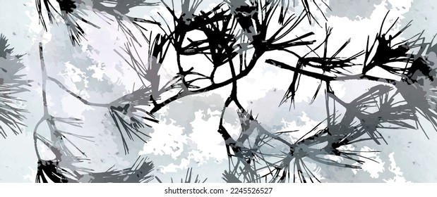 Leaf Tree Seamless Pattern. Leaves Trees, Shrubs Stamp Effect. Neutral, Aesthetic Pattern. Texture Spots Watercolor Overlay. Transparency Wallpaper Rustic Modern Design. Fancy Delicate Fabric Textile.