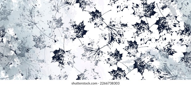 Leaf Tree Seamless Pattern. Leaves Trees, Shrubs Stamp Effect. Neutral, Aesthetic Pattern. Texture Spots Watercolor Overlay. Transparency Wallpaper Rustic Modern Design. Fancy Delicate Fabric Textile.