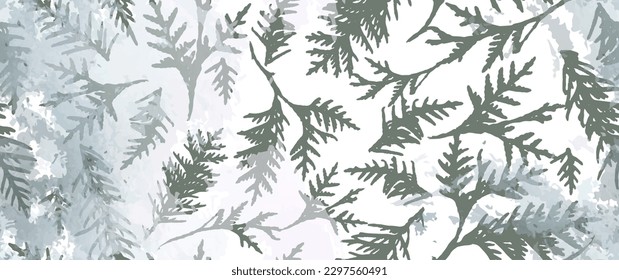 Leaf Tree Seamless Pattern. Leaves Trees, Shrubs Stamp Effect. Neutral, Aesthetic Pattern. Texture Spots Watercolor Overlay. Transparency Wallpaper Rustic Modern Design. Fancy Delicate Fabric Textile.