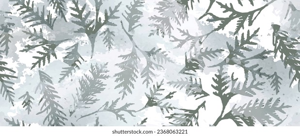 Leaf Tree Seamless Pattern. Leaves Trees, Shrubs Stamp Effect. Neutral, Aesthetic Pattern. Texture Spots Watercolor Overlay. Transparency Wallpaper Rustic Modern Design. Fancy Delicate Fabric Textile.
