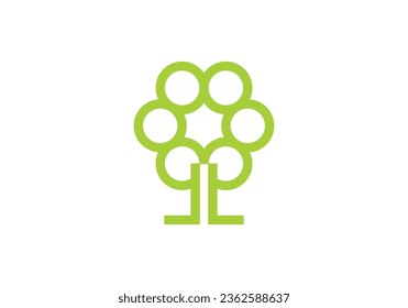 leaf tree in the shape of circle abstract logo icon vector