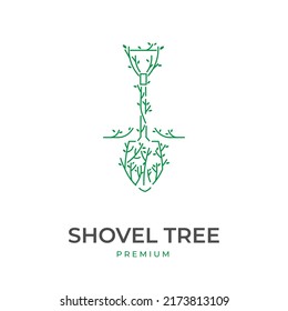 Leaf tree shovel illustration logo