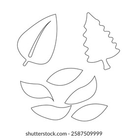 Leaf and Tree Silhouettes Outline - Nature, Forest, Environment, Ecology, Graphics
