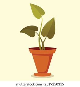 Leaf tree stand top Plant A Potted Plant Against a Crisp vector