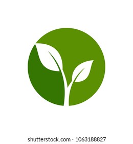 Leaf and tree symbol. Ecology icon. Nature logo. Vector eps 10.