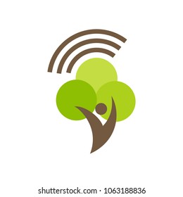 Leaf and tree symbol. Ecology icon. Nature logo. Vector eps 10.