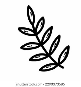 Hoja de árbol. Ilustración del doodle vectorial. Planta.