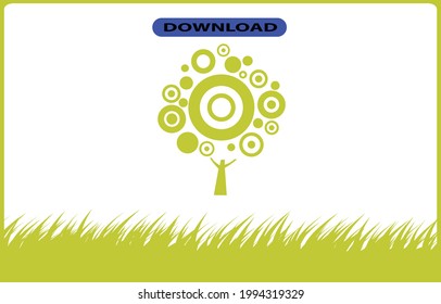 vector de árbol de hoja con marco verde de pasto y gradiente suave