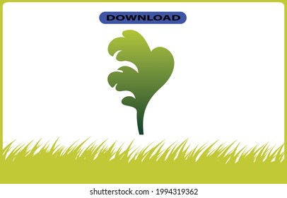 leaf tree vector with grass green frame and gradient smooth