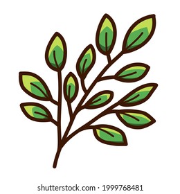 leaf tree vector illustration icon design template with doodle hand drawn fill color style