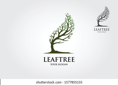 Leaf Tree Vector logo template is an illustrative cartoon logo for Environmental care related business. This logo is feminine, modern, soft, and simple.