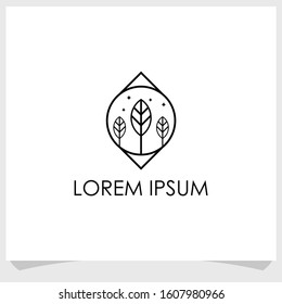 leaf and tree vintage logo design vector, forest logo design template