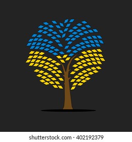leaf tree yellow blue black