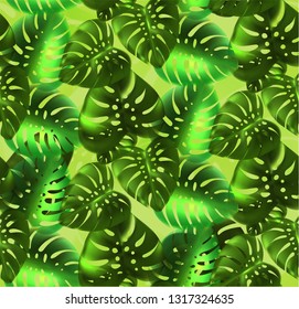 leaf tropical illustration, vector, pattern, lettering, seamless texture