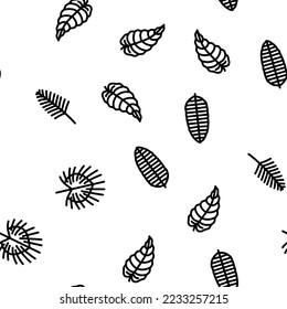 leaf tropical plant palm jungle vector seamless pattern thin line illustration