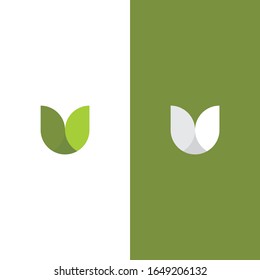 plantilla de logotipo verde del tulipano hoja