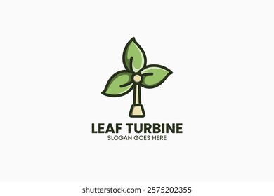 Leaf Turbine Logo. Vector Illustration