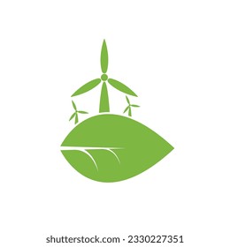 Leaf- und Turbinenökologie-Symbol, Vektorgrafik auf einfachem, weißem Hintergrund