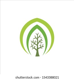 Leaf twig logo template, nature symbol, go green