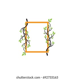 leaf twig vector frame template
