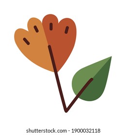 hoja con dos líneas de hojas y diseño de símbolo de relleno con el tema vegetal floral Vector ilustración