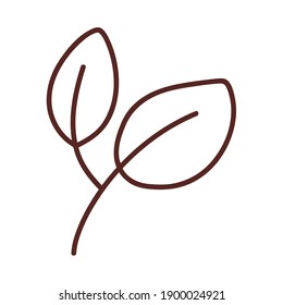 leaf with two oval leaves line style icon design of Plant natural floral theme Vector illustration