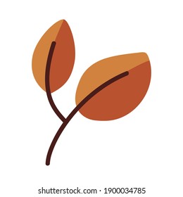 leaf with two oval leaves line and fill style icon design of Plant natural floral theme Vector illustration