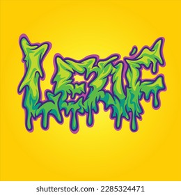 Leaf typeface word with gooey text logo illustrations vector for your work logo, merchandise t-shirt, stickers and label designs, poster, greeting cards advertising business company or brands