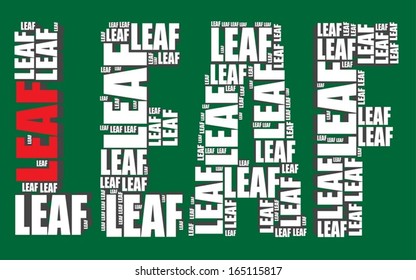 leaf typography 3d text word art vector illustration leaf word cloud