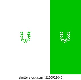 Leaf U Letter Logo Usable Vector Template Abstract Monogram Symbol 