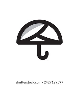 diseño de icono de logotipo de paraguas de hoja.