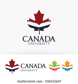 Leaf university logo design. Academy, library, and education logo concept, Vector logo template