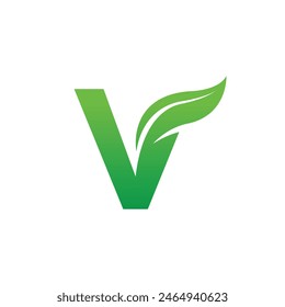 Leaf v letter logo abstract symbol