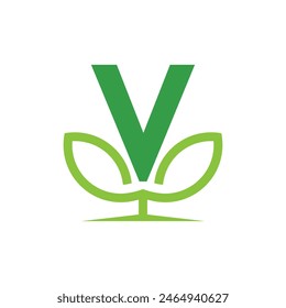 Leaf v letter logo abstract symbol