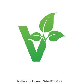 Leaf v letter logo abstract symbol