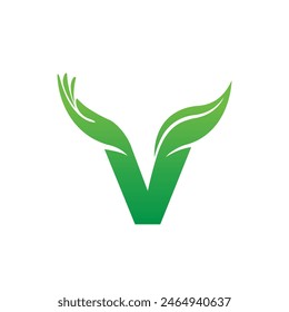 Leaf v letter logo abstract symbol