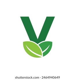 Leaf v letter logo abstract symbol