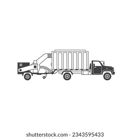 leaf vacuum trailer illustration, vector art.