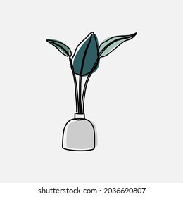 leaf in a vase oneline continuous line art set premium vector