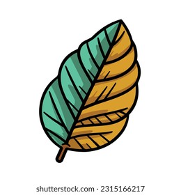 leaf vector 2d flat color white background
