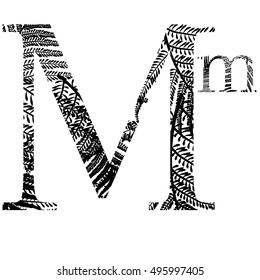 leaf vector alphabet letters M